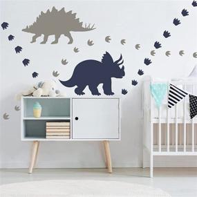 img 1 attached to 🦕 Yovkky Dinosaur Footprint Wall Decal for Boys - Peel and Stick DIY Dino Animal Paw Track Wall Sticker for Nursery, Blue Grey Decor - Home Baby Shower Room Decoration, Kid Toddler Bedroom Playroom Art, Party Supply Gift