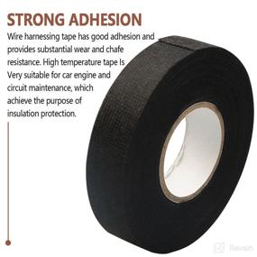 img 3 attached to Abrasion Resistant Automotive Cloth Tape - Pack of 6 Rolls, 3/4x50ft - Strong Adhesive Black Tape for High Temperature Wiring Loom Harness Protection, Insulation & Cable Fixation - Noise Damping & Flame Retardant