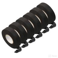 abrasion resistant automotive cloth tape - pack of 6 rolls, 3/4x50ft - strong adhesive black tape for high temperature wiring loom harness protection, insulation & cable fixation - noise damping & flame retardant logo