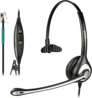 hands-free telephone headset with noise-cancelling microphone and mute switch for polycom vvx310 vvx410, plantronics s12, avaya 1408 1416, northern telecom and landline phones logo