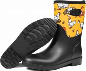 img 4 attached to Get Ready For Any Weather With DKSUKO Women'S Mid Calf Rubber Rain Boots!