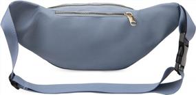 img 3 attached to Stylish Unisex Fanny Pack For Outdoors, Travel, Workouts - Large Waist & Hip Bag With Adjustable Strap In Light Grey-Blue Color By DAITET