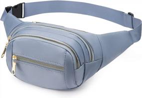 img 2 attached to Stylish Unisex Fanny Pack For Outdoors, Travel, Workouts - Large Waist & Hip Bag With Adjustable Strap In Light Grey-Blue Color By DAITET