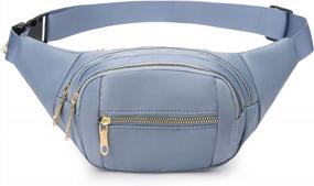 img 4 attached to Stylish Unisex Fanny Pack For Outdoors, Travel, Workouts - Large Waist & Hip Bag With Adjustable Strap In Light Grey-Blue Color By DAITET