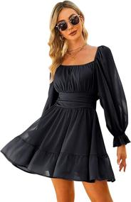 img 4 attached to 👗 EXLURA Elastic Square Lantern Sleeve Women's Dress