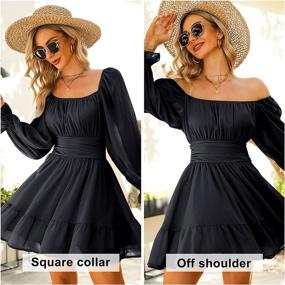 img 3 attached to 👗 EXLURA Elastic Square Lantern Sleeve Women's Dress