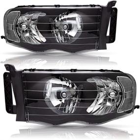 img 4 attached to 🚗 BRYGHT Headlight Assembly: Black Housing, Clear Reflector - 2002-2005 Dodge Ram 1500/2003-2005 Ram 2500/3500 Pickup OE Halogen Replacement