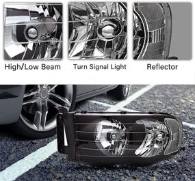 img 2 attached to 🚗 BRYGHT Headlight Assembly: Black Housing, Clear Reflector - 2002-2005 Dodge Ram 1500/2003-2005 Ram 2500/3500 Pickup OE Halogen Replacement