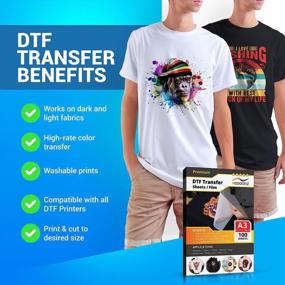 img 1 attached to 👕 DTF Transfer Film Glossy Clear PreTreat Sheets PET Heat Transfer Paper: 100 Sheets for DYI Direct Print on T-Shirts and Textile (A3 Size - 11.7" x 16.5")