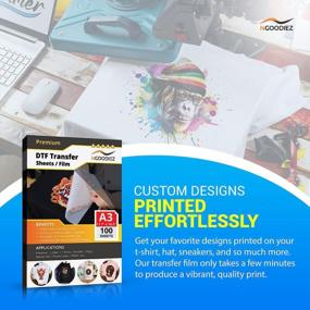 img 2 attached to 👕 DTF Transfer Film Glossy Clear PreTreat Sheets PET Heat Transfer Paper: 100 Sheets for DYI Direct Print on T-Shirts and Textile (A3 Size - 11.7" x 16.5")