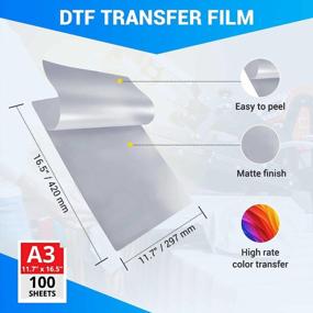 img 3 attached to 👕 DTF Transfer Film Glossy Clear PreTreat Sheets PET Heat Transfer Paper: 100 Sheets for DYI Direct Print on T-Shirts and Textile (A3 Size - 11.7" x 16.5")