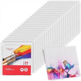 img 4 attached to 4X4 Inch Blank White Cotton Canvas Boards For Oil, Acrylic & Watercolor Painting - Artlicious 12-Pack Of Panels.