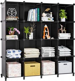 img 4 attached to 16-Cube Closet Organizer With Metal Hammer | Shelves For Clothing Storage & Kids' Bookshelf
