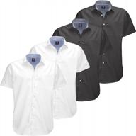 upgrade your wardrobe with oxford men’s dress shirts - short sleeve button down, casual fit, big and tall sizes, solid modern colors, 4 pack logo
