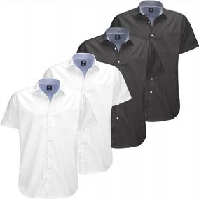 img 4 attached to Upgrade Your Wardrobe With Oxford Men’S Dress Shirts - Short Sleeve Button Down, Casual Fit, Big And Tall Sizes, Solid Modern Colors, 4 Pack