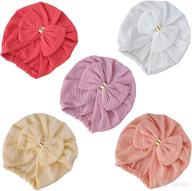 👶 huixiang newborn baby hat: soft cotton head wrap with big bow cap for toddler girls - ideal for hospitals and home! logo