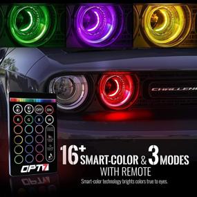 img 2 attached to 🔆 OPT7 Aura DRL Halo Light Kit for 08-22 Dodge Challenger - Wireless Remote, Smart-Color Spectrum, Demon & Angel Eye - Easy Installation!