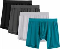 breathable boxer briefs for men - 4 pack of bamboo viscose underwear with fly logo