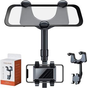 img 4 attached to 2022 Rotatable & Retractable Rearview Mirror Phone Holder for Car - Multifunctional 360° Mobile Phone Mount, Suitable for All Phones & Car Models (Black 1PC)
