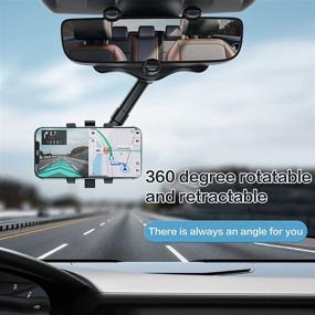 img 2 attached to 2022 Rotatable & Retractable Rearview Mirror Phone Holder for Car - Multifunctional 360° Mobile Phone Mount, Suitable for All Phones & Car Models (Black 1PC)