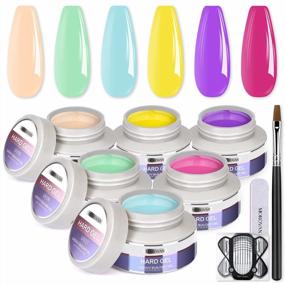 img 4 attached to Morovan Pastel Colors Builder Gel Nail Kit - 6 Colors Gel Overlay Set With Nail Forms Brush For DIY Builder Gel Nail Extension And Soak-Off UV Hard Gels For Beginners