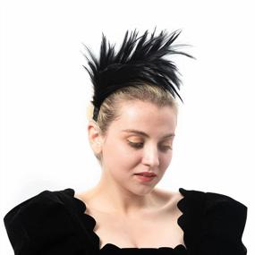 img 2 attached to FELIZHOUSE Black 1920s Fascinator with Feathers Headband – Perfect Women's Wedding Tea Party Headwear