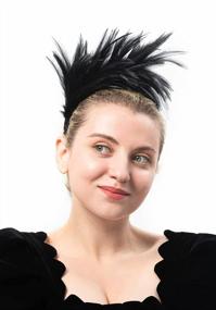img 3 attached to FELIZHOUSE Black 1920s Fascinator with Feathers Headband – Perfect Women's Wedding Tea Party Headwear