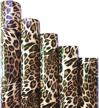 zaione leopard cheetah pattern heat transfer vinyl 5pcs/set 12x10 inch brown iron on vinyl sheets wild animal print htv craft film garment clothing for diy craft material logo