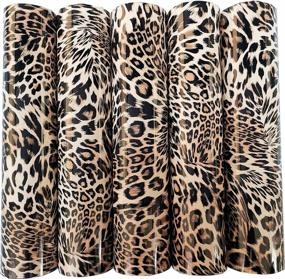 img 1 attached to ZAIONE Leopard Cheetah Pattern Heat Transfer Vinyl 5Pcs/Set 12X10 Inch Brown Iron On Vinyl Sheets Wild Animal Print HTV Craft Film Garment Clothing For DIY Craft Material