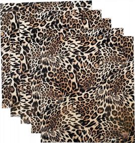 img 2 attached to ZAIONE Leopard Cheetah Pattern Heat Transfer Vinyl 5Pcs/Set 12X10 Inch Brown Iron On Vinyl Sheets Wild Animal Print HTV Craft Film Garment Clothing For DIY Craft Material