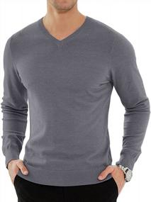 img 4 attached to Men'S Slim Fit V-Neck Pullover Sweater - Long Sleeve Knitted Casual Style