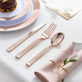 img 3 attached to Supernal 180-Piece Rose Gold And Silver Plastic Cutlery Set - Perfect For Mother'S Day Parties And Events, Includes Plastic Forks, Knives, And Spoons For All Your Party Needs!