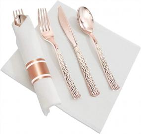 img 1 attached to Supernal 180-Piece Rose Gold And Silver Plastic Cutlery Set - Perfect For Mother'S Day Parties And Events, Includes Plastic Forks, Knives, And Spoons For All Your Party Needs!
