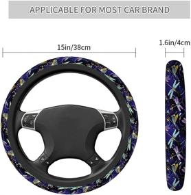 img 2 attached to Swono Dragonfly Purple Steering Wheel Cover: Stylish and Protective Auto Neoprene Case for Men and Women - Universal 15 Inch Size, Anti-Slip with Flower Bling Design