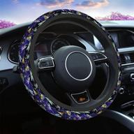 swono dragonfly purple steering wheel cover: stylish and protective auto neoprene case for men and women - universal 15 inch size, anti-slip with flower bling design логотип