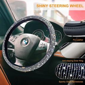 img 3 attached to 🔆 Gengki 10pcs Rhinestone Car Decor Steering Wheel Cover for Women, Sparkle License Plate Frame Diamond AB Color Present Gift for Women, Colorful, gengki01