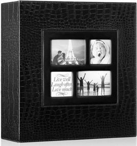 img 4 attached to Ywlake Croco Photo Album 4X6 - Holds 600 Family Wedding Pictures, Extra Large Capacity With Horizontal And Vertical Pockets, Black
