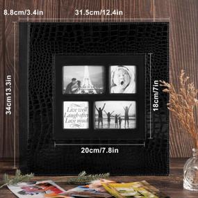 img 3 attached to Ywlake Croco Photo Album 4X6 - Holds 600 Family Wedding Pictures, Extra Large Capacity With Horizontal And Vertical Pockets, Black