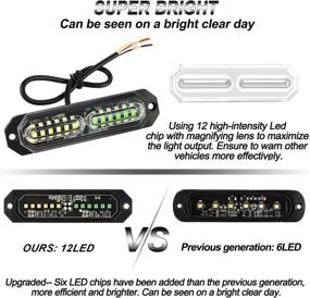 img 3 attached to ASPL 8Pcs Sync Feature Ultra Slim 12-LED Surface Mount Flashing Strobe Lights For Truck Car Vehicle LED Mini Grille Light Head Emergency Beacon Hazard Warning Lights (Amber/Green)