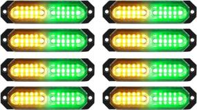 img 4 attached to ASPL 8Pcs Sync Feature Ultra Slim 12-LED Surface Mount Flashing Strobe Lights For Truck Car Vehicle LED Mini Grille Light Head Emergency Beacon Hazard Warning Lights (Amber/Green)