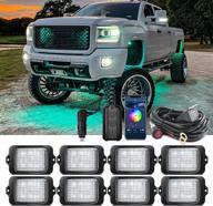 mictuning c3 extensible rgbw led rock lights wireless control - 8 pods multi-color neon underglow lights with bluetooth app & control box (extensible up to 32 pods) logo