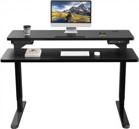 img 1 attached to AIMEZO Electric Split Top Standing Desk - Dual Motor Height Adjustable Stand Up Desk With Black Tabletop & Frame