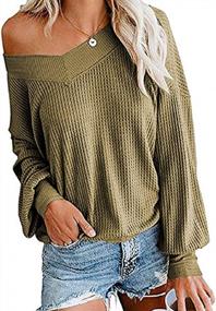 img 3 attached to Warm Up In Style: Tobrief Women'S Off-Shoulder Waffle Knit Pullover Sweater