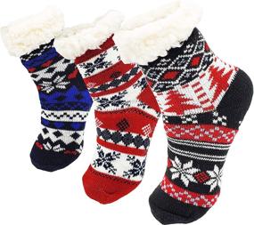 img 4 attached to Fluffy Thermal Sherpa Christmas Slipper Girls' Clothing : Socks & Tights