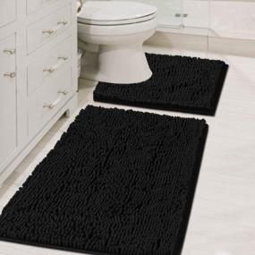 img 4 attached to Experience Ultimate Comfort And Luxury With H.VERSAILTEX Chenille Bathroom Rug Mat In Black - Soft, Absorbent, And Machine Washable Plush Carpet Mats For Your Tub!