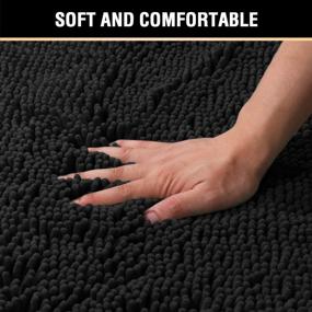 img 2 attached to Experience Ultimate Comfort And Luxury With H.VERSAILTEX Chenille Bathroom Rug Mat In Black - Soft, Absorbent, And Machine Washable Plush Carpet Mats For Your Tub!