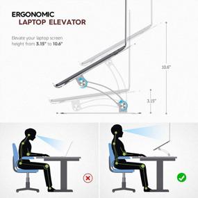 img 1 attached to 🎧 Серебряная эргономичная подставка для ноутбука от Tounee - алюминиевый стол для блокнота на стол, совместимый с MacBook, Air, Pro, Dell XPS, Samsung, Alienware и многими другими - подходит для ноутбуков от 10 до 17 дюймов