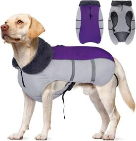 img 4 attached to 🐶 Kuoser Dog Winter Coat: Waterproof, Windproof & Plush Collared Jacket for Small, Medium & Large Dogs - Cold Weather Vest with Harness Hole and Reflective Design