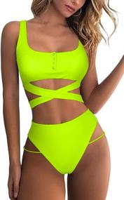 img 4 attached to Mulisky Waisted Swimsuit Strappy Beachwear Women's Clothing : Swimsuits & Cover Ups