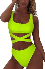 img 2 attached to Mulisky Waisted Swimsuit Strappy Beachwear Women's Clothing : Swimsuits & Cover Ups